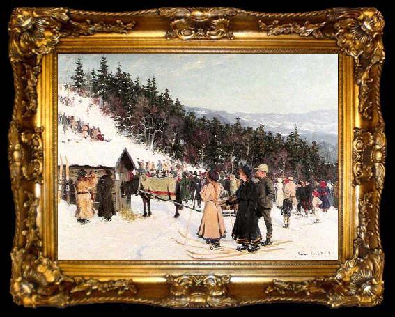 framed  Gustav Wentzel Painting Skirenn i Fjelkenbakken, ta009-2